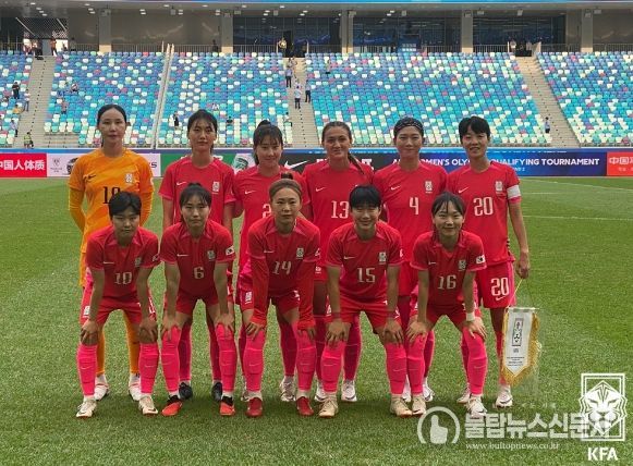 태국전에 나선 여자 대표팀의 베스트 일레븐 모습.