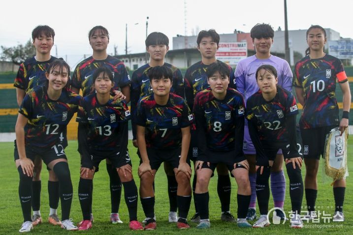 여자 U-17 포르투갈 친선대회 1차전에 나선 선수단의 모습.(포르투갈 축구협회 제공)