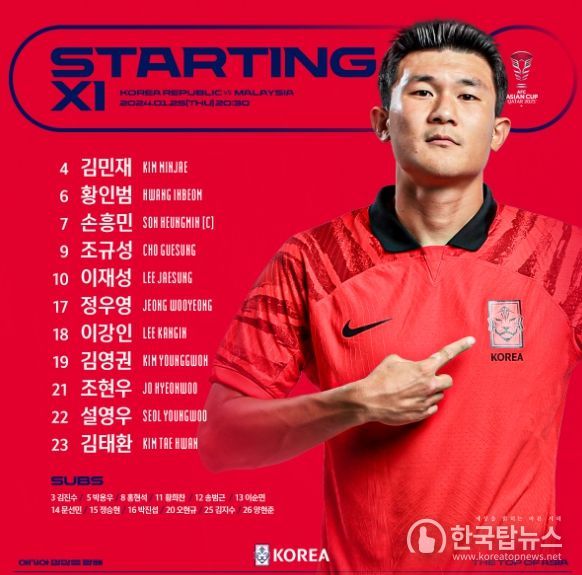 말레이시아전 선발 명단 발표