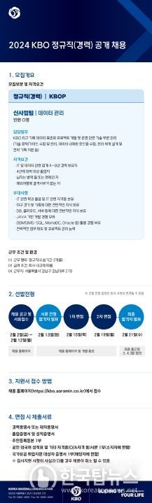 2024년 KBO 정규직(경력) 채용 공고