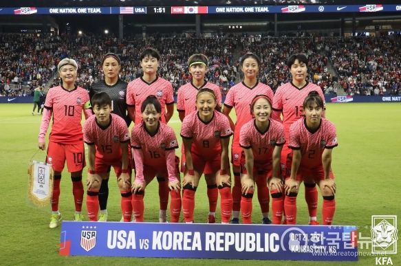 2021년 미국 원정 평가전 당시 여자대표팀