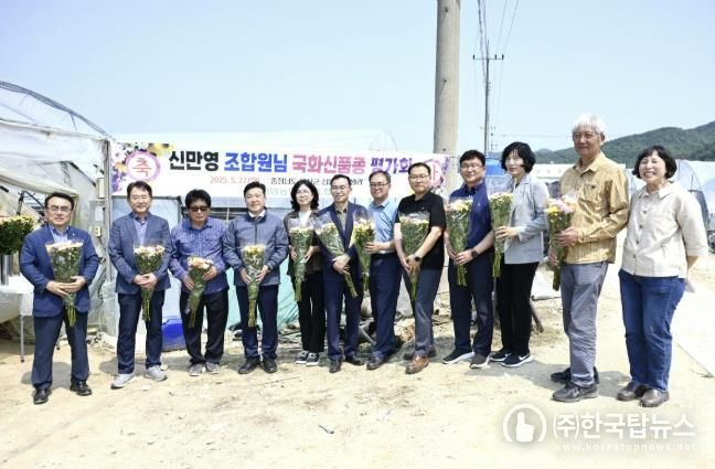 신만영 농가 국화재배 포장에서 열린 국화개발품종 평가회 현장