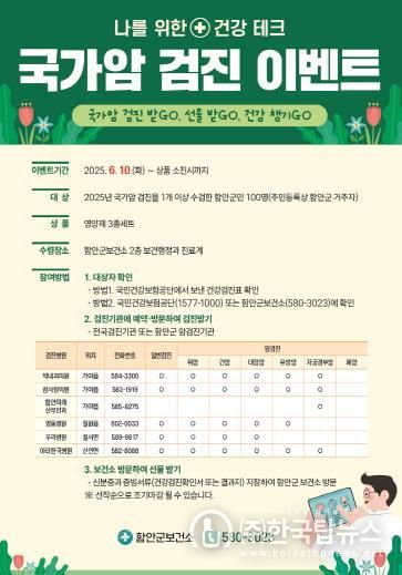 함안군보건소, 국가암 검진 이벤트 실시