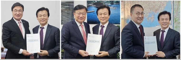 조규일 진주시장 국회 예결위원 만나 국비 확보 총력 - (좌측부터 김대식, 정점식, 최형두 국회의원)